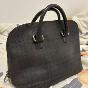 Authentic Vintage Burberry Heritage Grained Leather Dome Satchel - Dark Brown